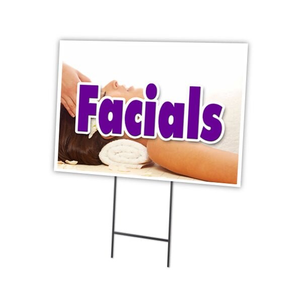Facials Yard Sign & Stake outdoor plastic coroplast window, C-1824 Facials